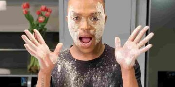 somizi mhlongo - a man with flour on his face