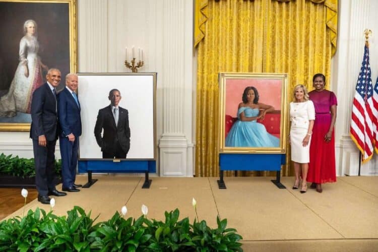 barack Michelle obama portraits white house