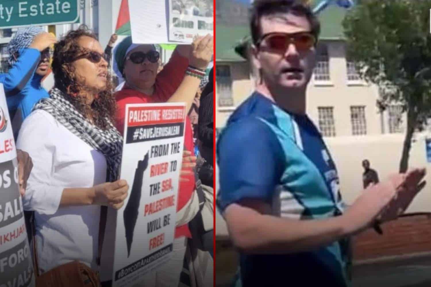 Cape Town marathon runner assault pro-palestine protester Gerhard van rensburg