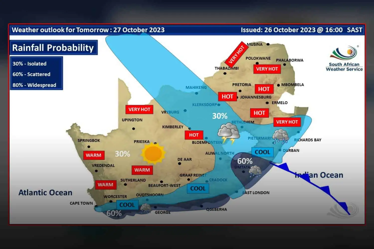 South Africa weather forecast friday rainfall
