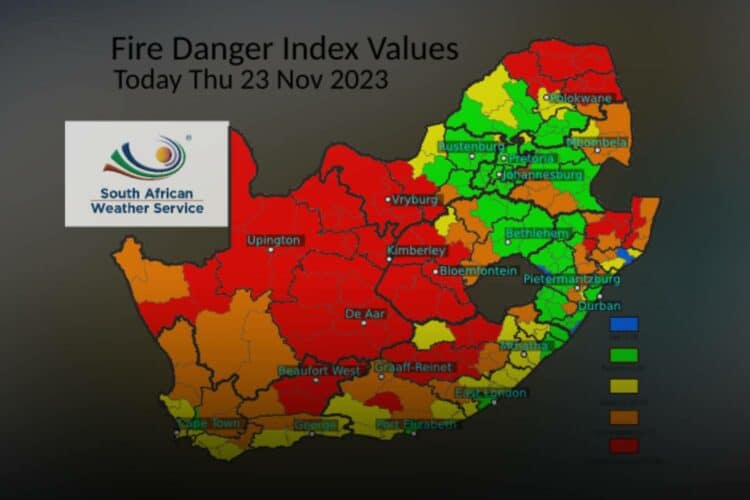 South Africa weather heatwave Thursday 23 November 2023