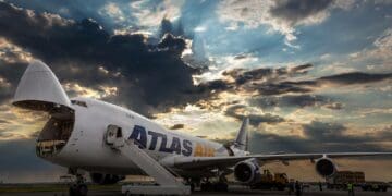 atlas air flight engine flames