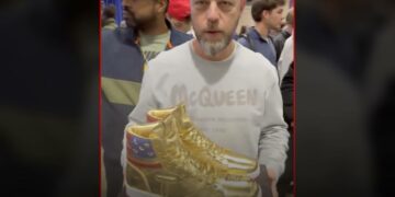 Donald trump gold sneakers