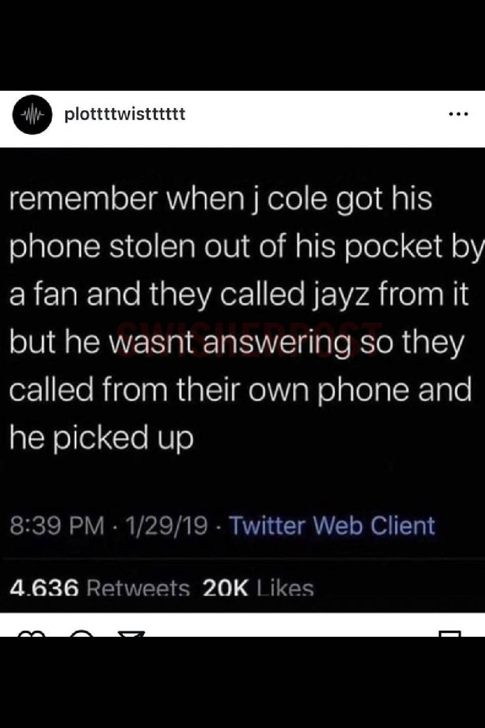 drake finsta j. Cole post